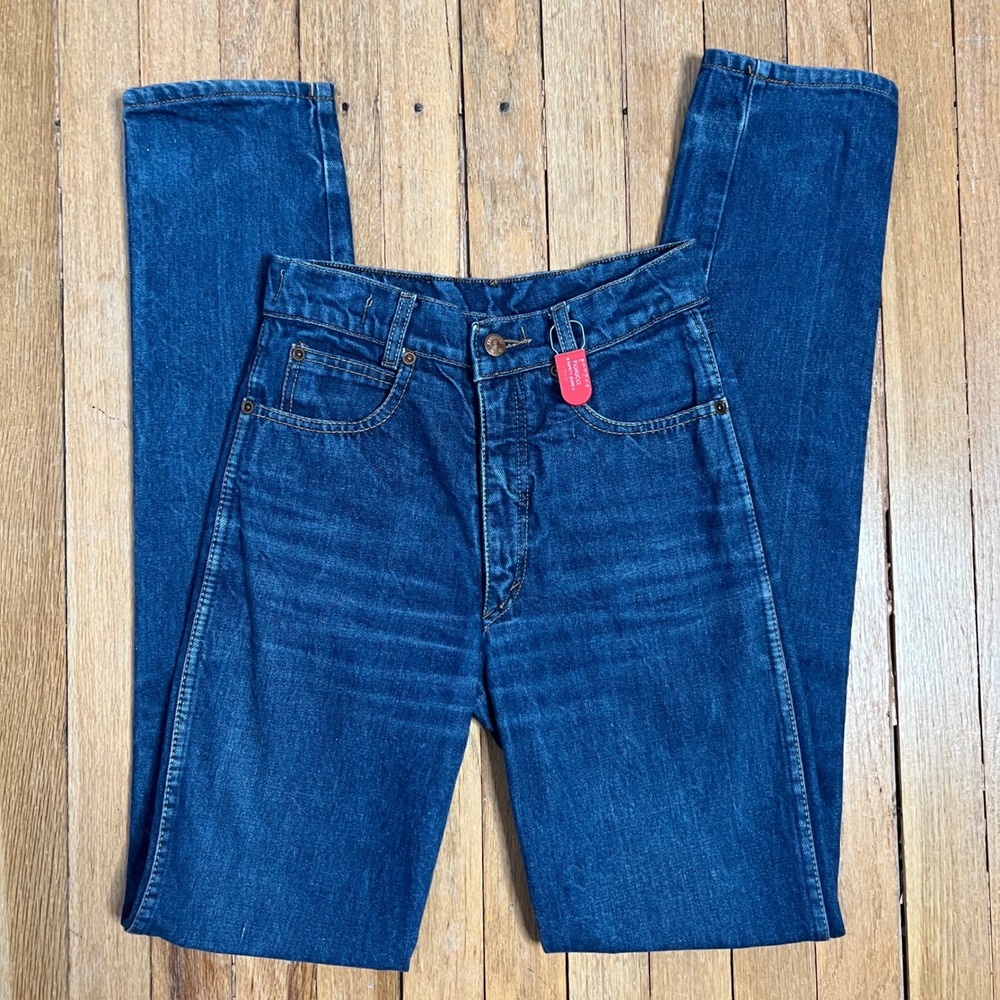 70s Vintage Fiorucci Safety Jeans High Rise Slim Skinny Fit Locker Tag Size 24